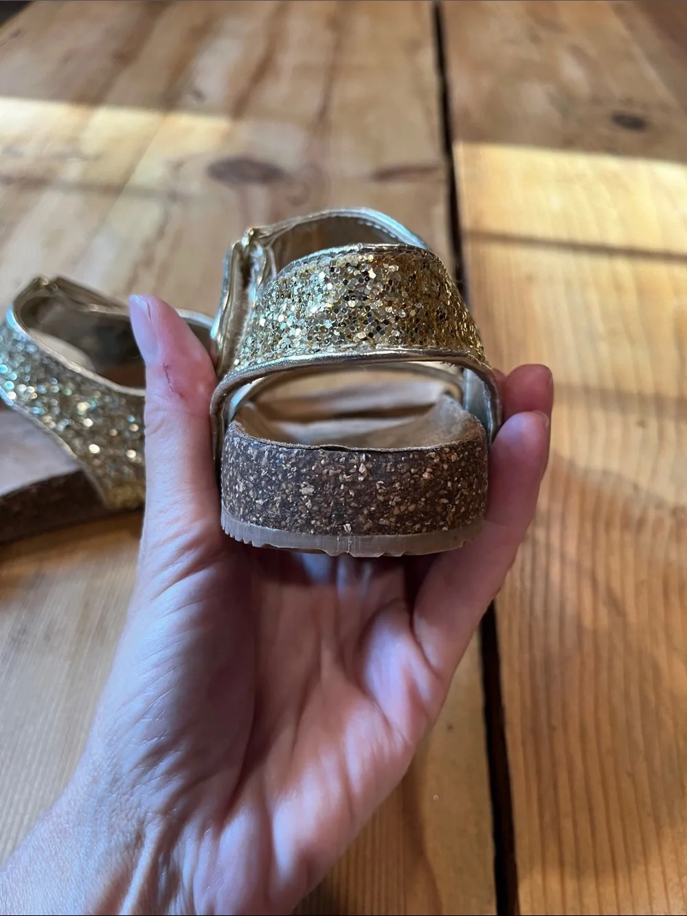 CREWCUTS Toddler 11 Gold Glitter Strappy Sandals